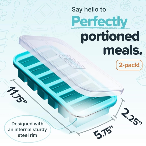 2 Souper Cubes 6 1/2 Cup Silicone Freezer Molds - Trays with Lids for Freezing - Picture 4 of 6